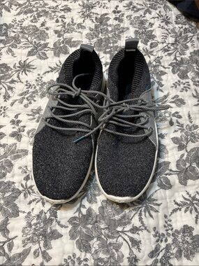 Vessi Gray Knit Slip-On Sneakers with Lace-Up Detail